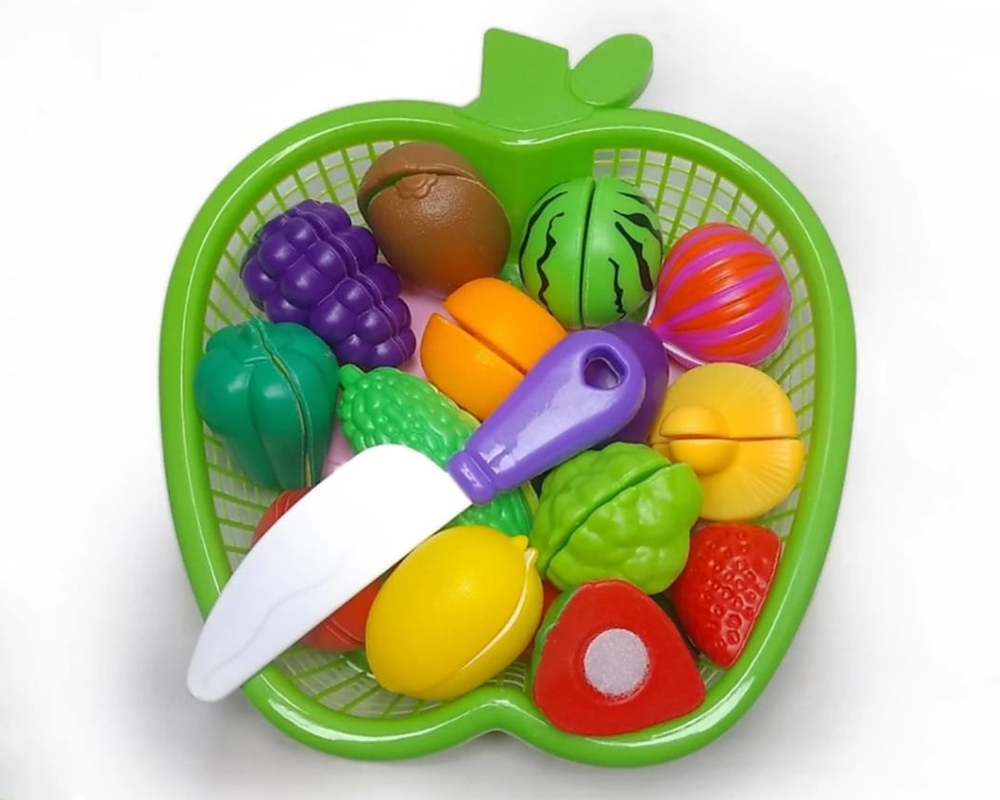 Kids Plastic Fruits with Basket Set